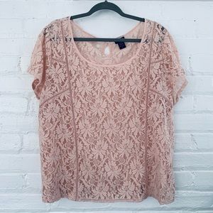 Torrid Light Pink Lace Top - Size 1